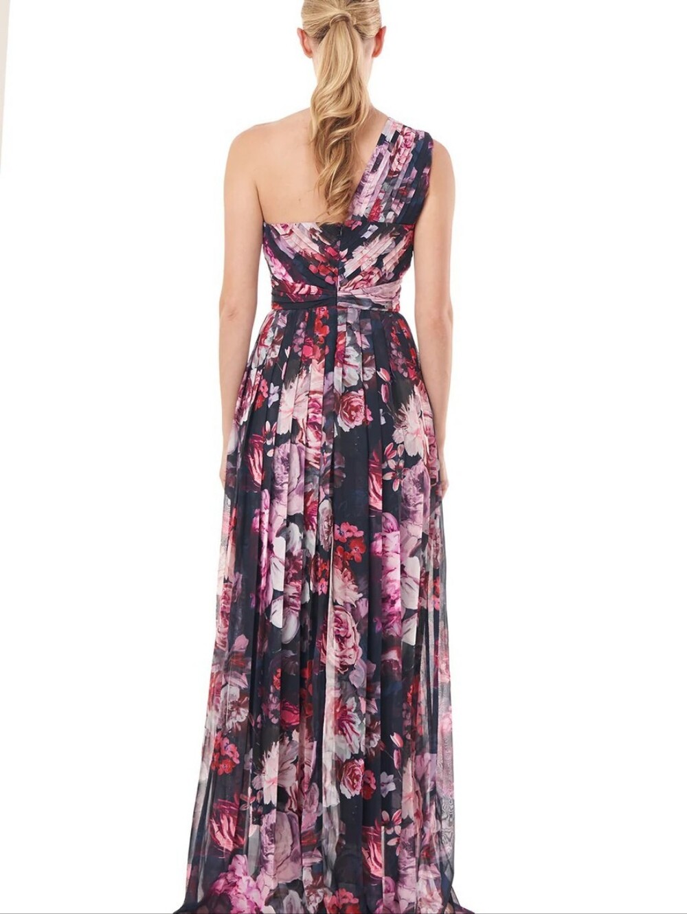 NWT Kay Unger Layla Walk-through 1 ShoulderSkirt& Hidden Pants STATEMENT PC $468 - Picture 4 of 8